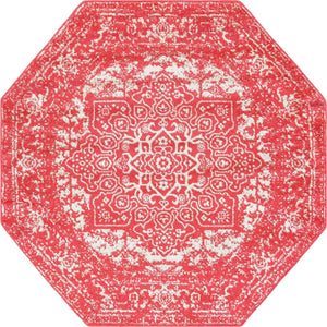 Pink 5' 3 x 5' 3 Richmond Octagon Area Rug Vintage Distressed Look Traditional Design Carpet for Unique Home Interior Design for Sale at Rug Engine