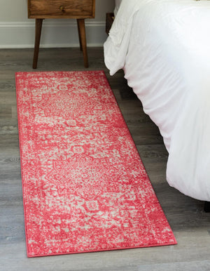 Pink 2' x 8' Richmond Runner Area Rug Vintage Distressed Look Traditional Design Carpet for Unique Home Interior Design for Sale at Rug Engine