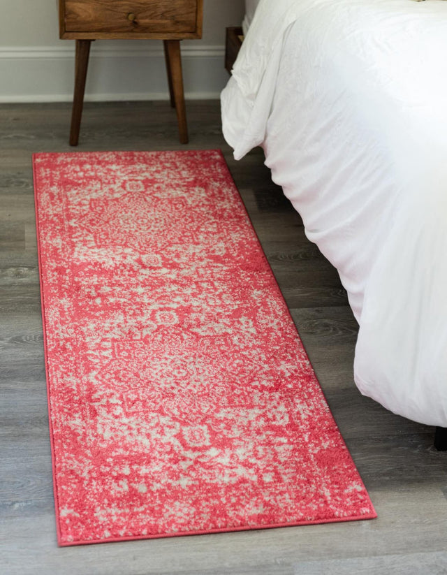 Pink 2' x 8' Richmond Runner Area Rug Vintage Distressed Look Traditional Design Carpet for Unique Home Interior Design for Sale at Rug Engine