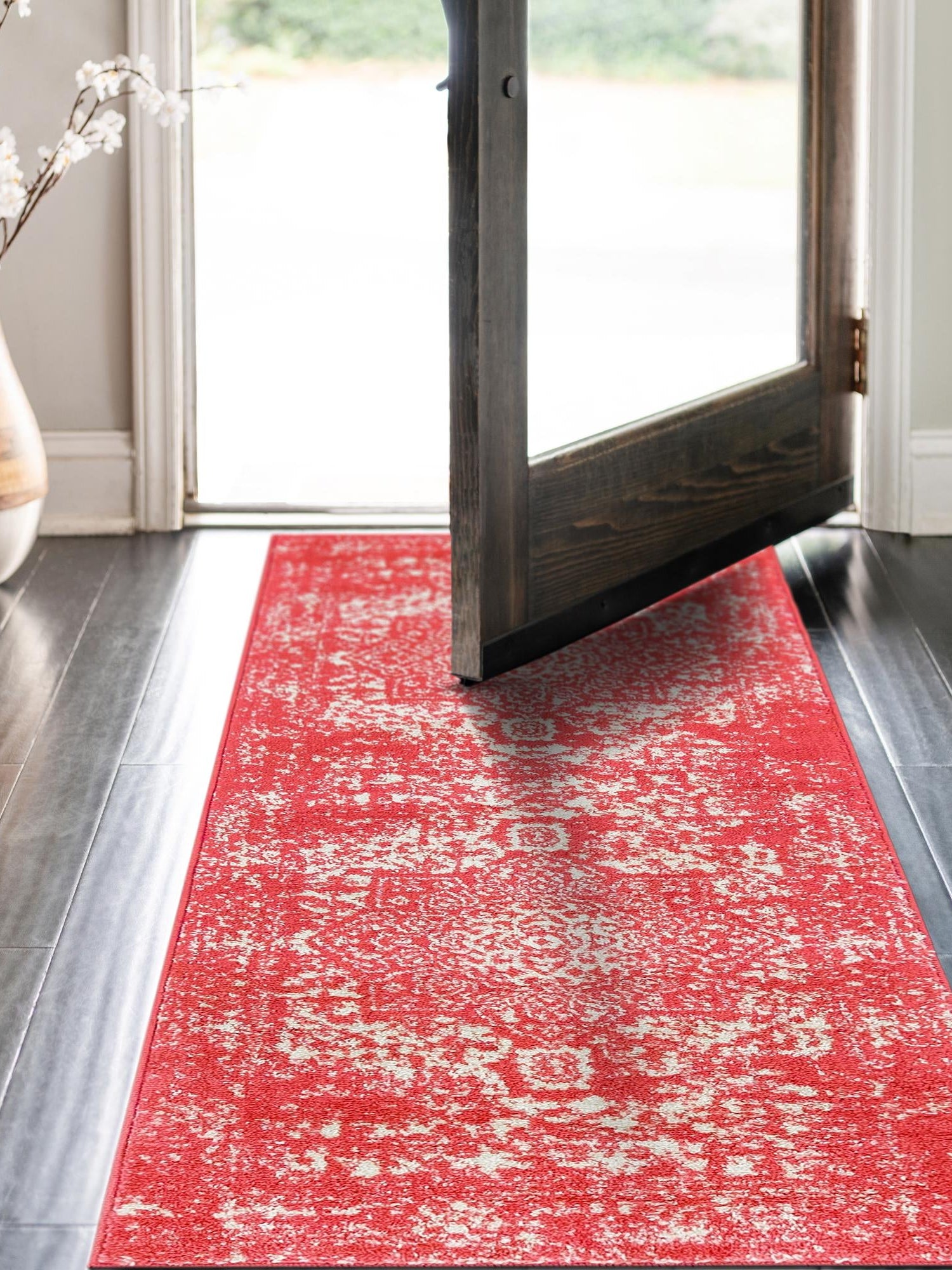 Pink 2' x 8' Richmond Runner Area Rug Vintage Distressed Look Traditional Design Carpet for Unique Home Interior Design for Sale at Rug Engine