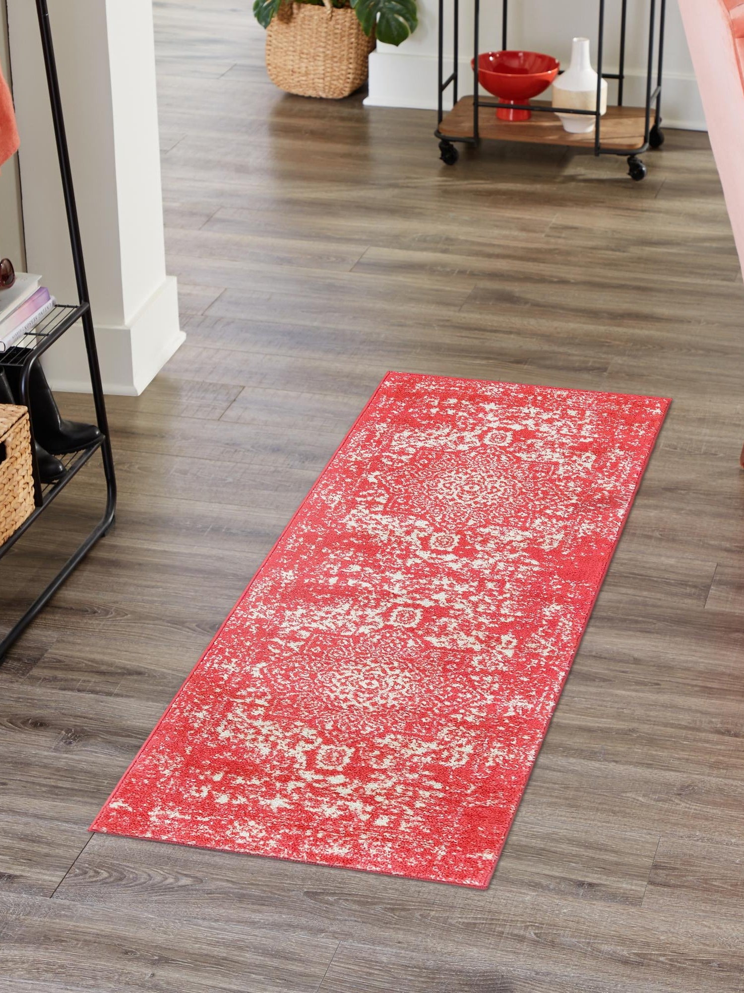 Pink 2' x 8' Richmond Runner Area Rug Vintage Distressed Look Traditional Design Carpet for Unique Home Interior Design for Sale at Rug Engine
