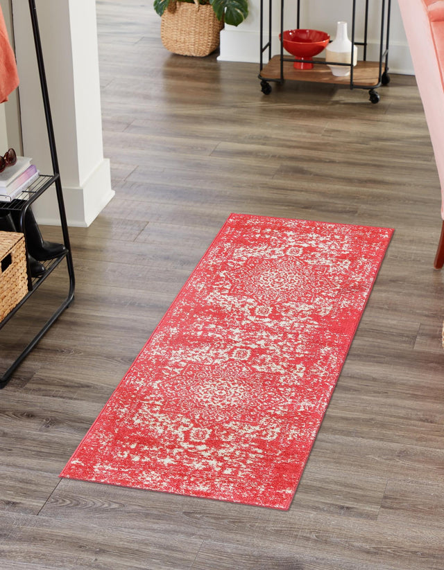 Pink 2' x 8' Richmond Runner Area Rug Vintage Distressed Look Traditional Design Carpet for Unique Home Interior Design for Sale at Rug Engine