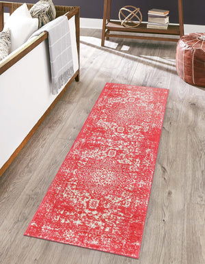 Pink 2' x 8' Richmond Runner Area Rug Vintage Distressed Look Traditional Design Carpet for Unique Home Interior Design for Sale at Rug Engine