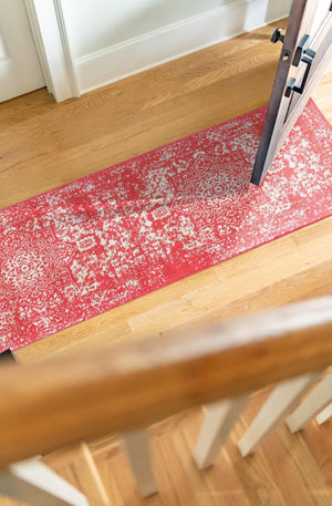 Pink 2' x 8' Richmond Runner Area Rug Vintage Distressed Look Traditional Design Carpet for Unique Home Interior Design for Sale at Rug Engine