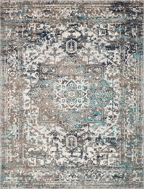 Gray 9' x 12' Richmond Rectangle Area Rug Vintage Distressed Look Traditional Design Carpet for Unique Home Interior Design for Sale at Rug Engine
