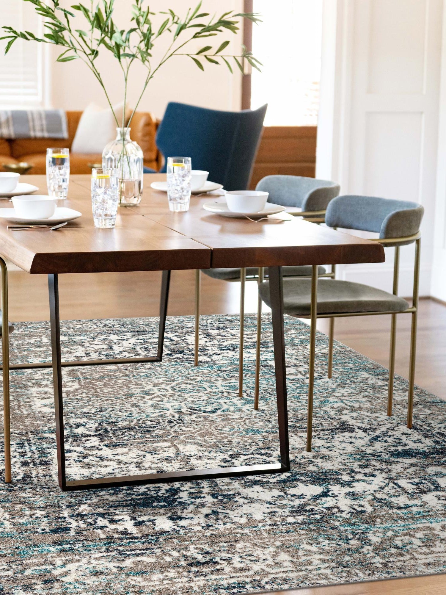 Gray 9' x 12' Richmond Rectangle Area Rug Vintage Distressed Look Traditional Design Carpet for Unique Home Interior Design for Sale at Rug Engine