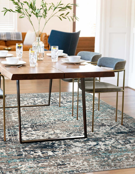 Gray 9' x 12' Richmond Rectangle Area Rug Vintage Distressed Look Traditional Design Carpet for Unique Home Interior Design for Sale at Rug Engine