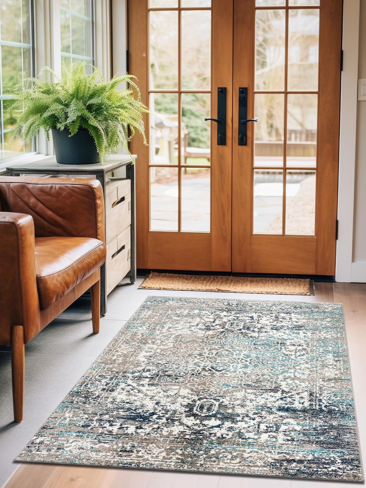Gray 6' 1 x 9' Richmond Rectangle Area Rug Vintage Distressed Look Traditional Design Carpet for Unique Home Interior Design for Sale at Rug Engine