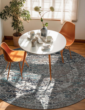 Gray 3' 1 x 3' 1 Richmond Round Area Rug Vintage Distressed Look Traditional Design Carpet for Unique Home Interior Design for Sale at Rug Engine