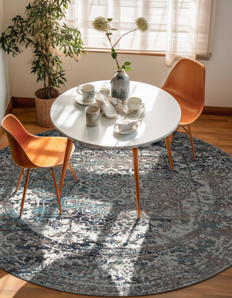 Gray 3' 1 x 3' 1 Richmond Round Area Rug Vintage Distressed Look Traditional Design Carpet for Unique Home Interior Design for Sale at Rug Engine