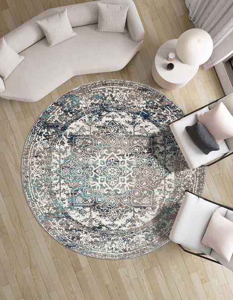 Gray 3' 1 x 3' 1 Richmond Round Area Rug Vintage Distressed Look Traditional Design Carpet for Unique Home Interior Design for Sale at Rug Engine