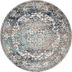 Gray 5' 3 x 5' 3 Richmond Round Area Rug Vintage Distressed Look Traditional Design Carpet for Unique Home Interior Design for Sale at Rug Engine