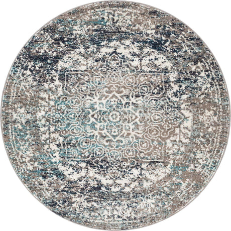 Gray 5' 3 x 5' 3 Richmond Round Area Rug Vintage Distressed Look Traditional Design Carpet for Unique Home Interior Design for Sale at Rug Engine