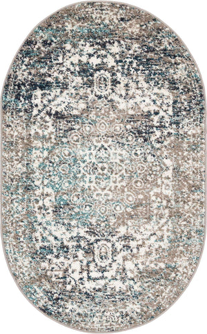 Gray 3' 1 x 5' 3 Richmond Oval Area Rug Vintage Distressed Look Traditional Design Carpet for Unique Home Interior Design for Sale at Rug Engine