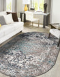 Gray 5' 3 x 8' Richmond Oval Area Rug Vintage Distressed Look Traditional Design Carpet for Unique Home Interior Design for Sale at Rug Engine