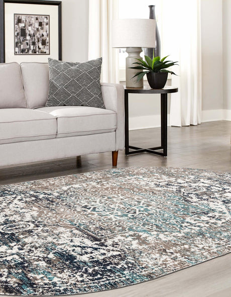 Gray 3' 1 x 5' 3 Richmond Oval Area Rug Vintage Distressed Look Traditional Design Carpet for Unique Home Interior Design for Sale at Rug Engine
