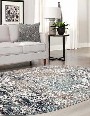 Gray 7' 10 x 10' Richmond Oval Area Rug Vintage Distressed Look Traditional Design Carpet for Unique Home Interior Design for Sale at Rug Engine
