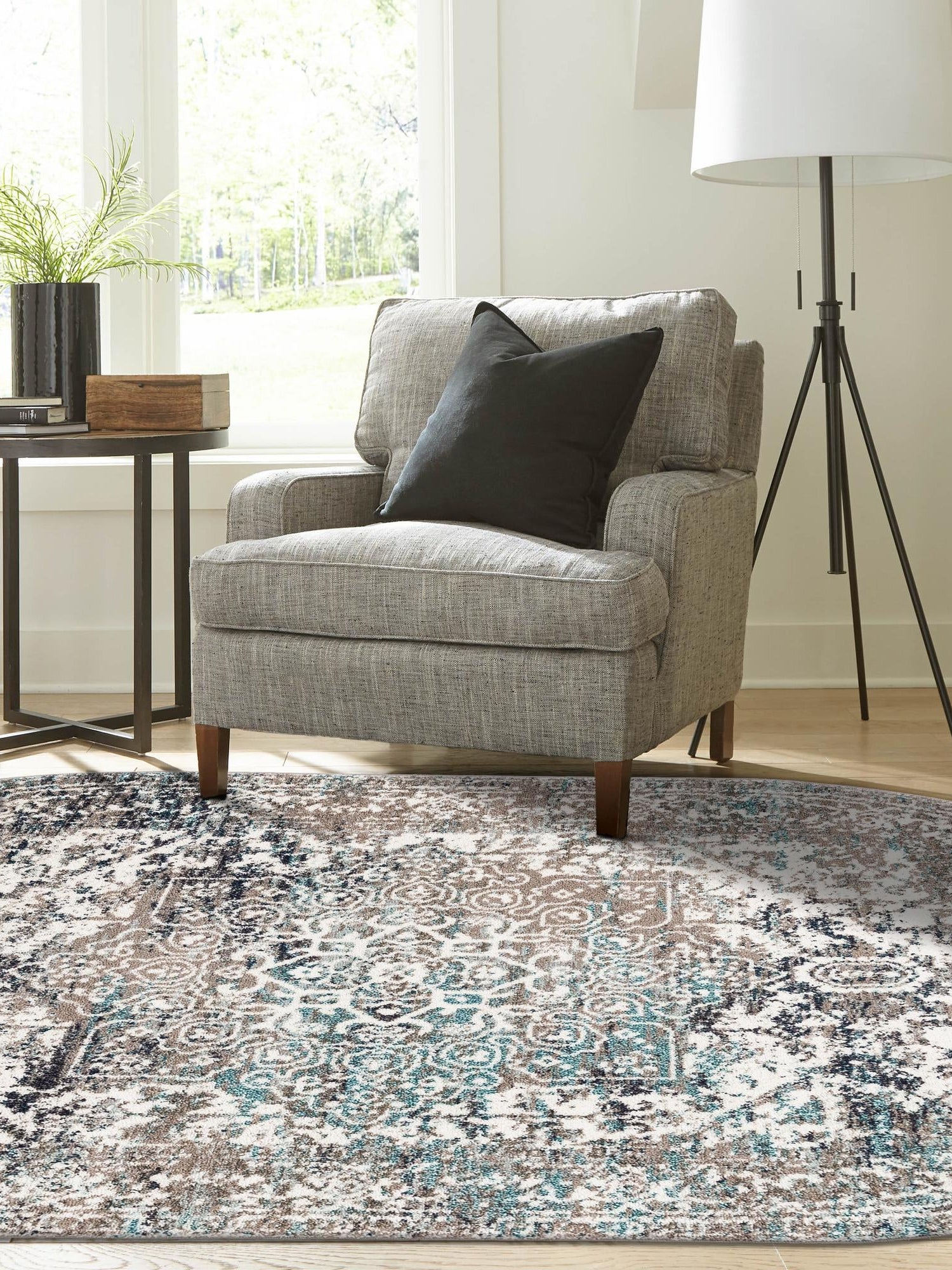 Gray 5' 3 x 8' Richmond Oval Area Rug Vintage Distressed Look Traditional Design Carpet for Unique Home Interior Design for Sale at Rug Engine