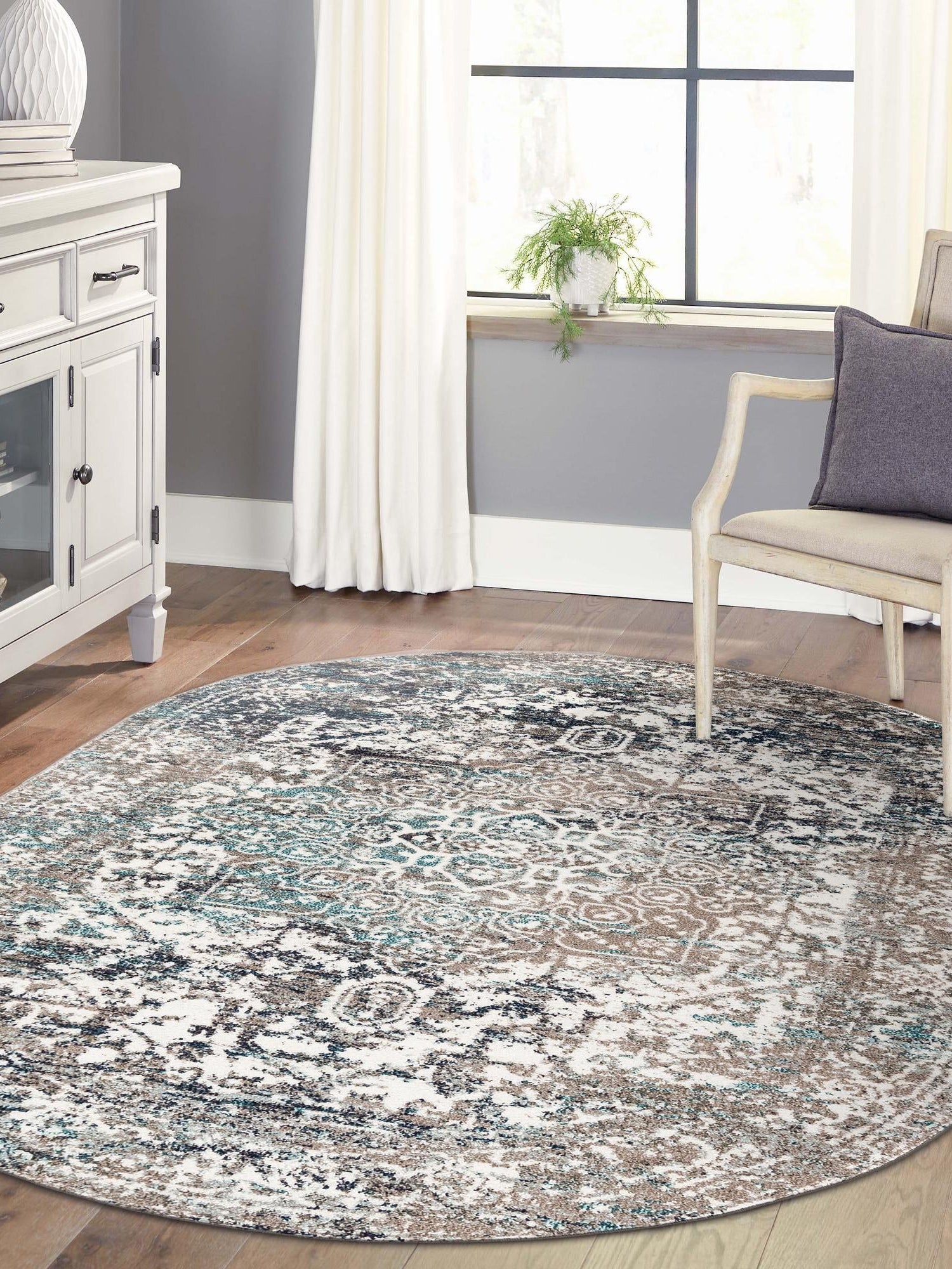 Gray 7' 10 x 10' Richmond Oval Area Rug Vintage Distressed Look Traditional Design Carpet for Unique Home Interior Design for Sale at Rug Engine
