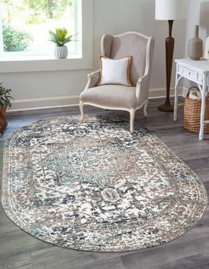 Gray 3' 1 x 5' 3 Richmond Oval Area Rug Vintage Distressed Look Traditional Design Carpet for Unique Home Interior Design for Sale at Rug Engine