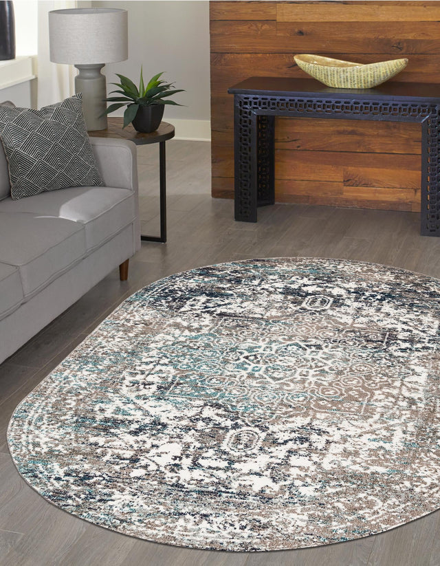 Gray 3' 1 x 5' 3 Richmond Oval Area Rug Vintage Distressed Look Traditional Design Carpet for Unique Home Interior Design for Sale at Rug Engine