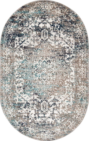 Gray 5' 3 x 8' Richmond Oval Area Rug Vintage Distressed Look Traditional Design Carpet for Unique Home Interior Design for Sale at Rug Engine