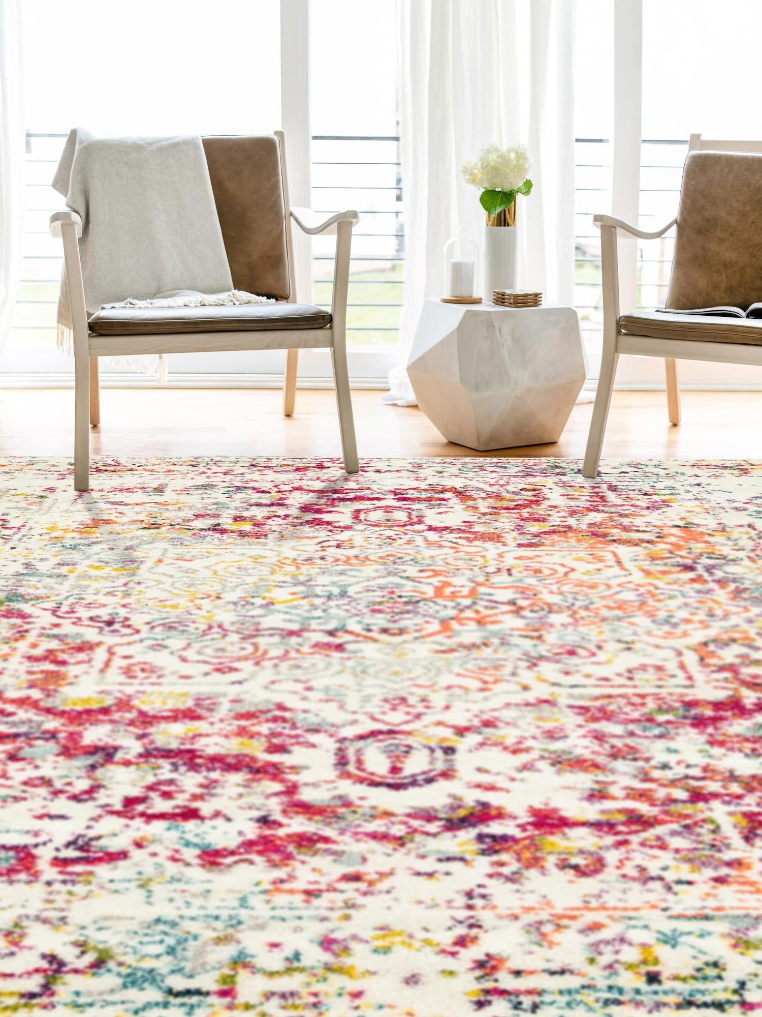Light Multicolor 9' x 12' Richmond Rectangle Area Rug Vintage Distressed Look Traditional Design Carpet for Unique Home Interior Design for Sale at Rug Engine