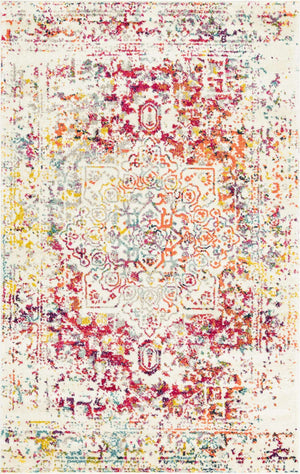 Light Multicolor 5' 3 x 8' Richmond Rectangle Area Rug Vintage Distressed Look Traditional Design Carpet for Unique Home Interior Design for Sale at Rug Engine