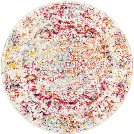 Light Multicolor 3' 1 x 3' 1 Richmond Round Area Rug Vintage Distressed Look Traditional Design Carpet for Unique Home Interior Design for Sale at Rug Engine