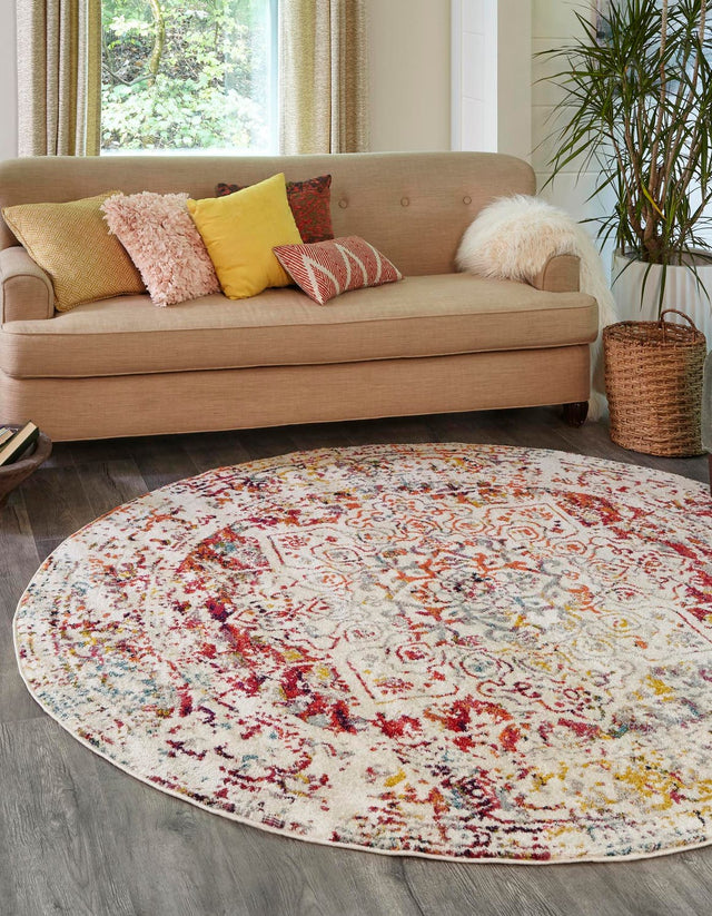 Light Multicolor 3' 1 x 3' 1 Richmond Round Area Rug Vintage Distressed Look Traditional Design Carpet for Unique Home Interior Design for Sale at Rug Engine