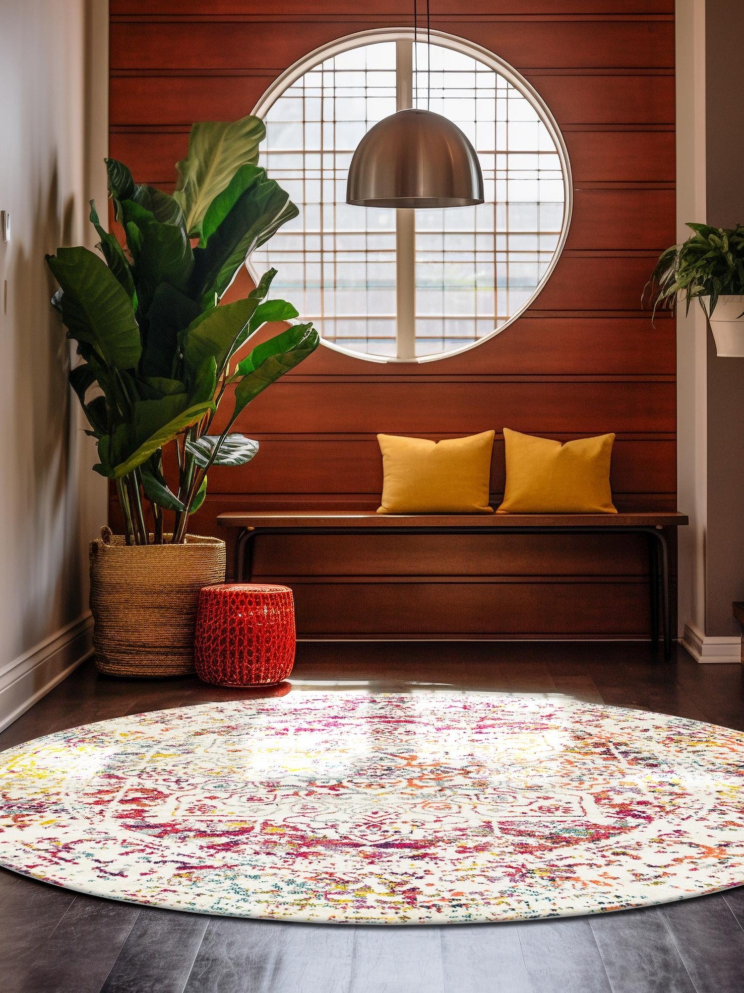 Light Multicolor 3' 1 x 3' 1 Richmond Round Area Rug Vintage Distressed Look Traditional Design Carpet for Unique Home Interior Design for Sale at Rug Engine