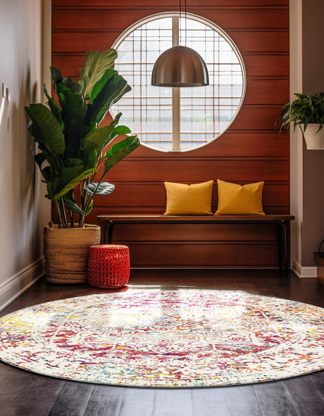 Light Multicolor 3' 1 x 3' 1 Richmond Round Area Rug Vintage Distressed Look Traditional Design Carpet for Unique Home Interior Design for Sale at Rug Engine