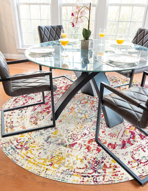 Light Multicolor 6' 1 x 6' 1 Richmond Round Area Rug Vintage Distressed Look Traditional Design Carpet for Unique Home Interior Design for Sale at Rug Engine