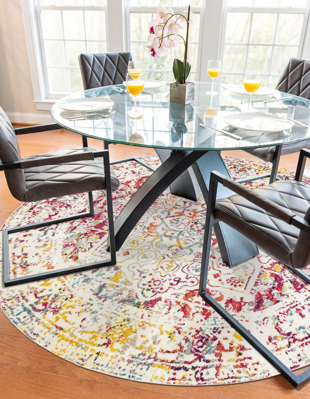 Light Multicolor 6' 1 x 6' 1 Richmond Round Area Rug Vintage Distressed Look Traditional Design Carpet for Unique Home Interior Design for Sale at Rug Engine