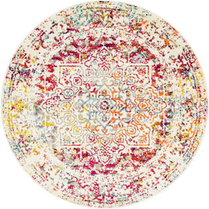 Light Multicolor 5' 3 x 5' 3 Richmond Round Area Rug Vintage Distressed Look Traditional Design Carpet for Unique Home Interior Design for Sale at Rug Engine
