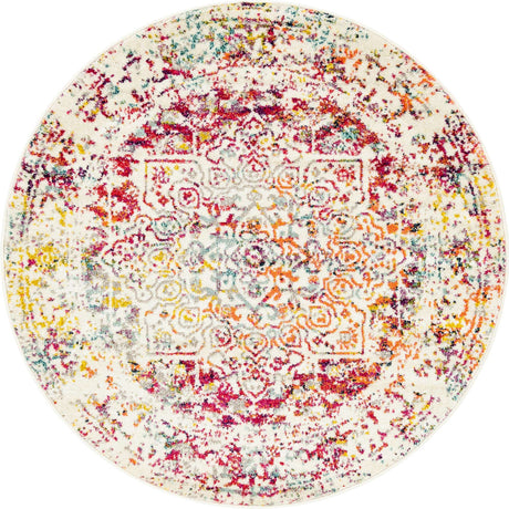 Light Multicolor 5' 3 x 5' 3 Richmond Round Area Rug Vintage Distressed Look Traditional Design Carpet for Unique Home Interior Design for Sale at Rug Engine
