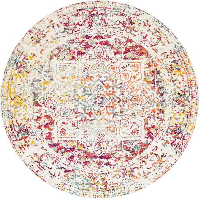 Light Multicolor 7' 10 x 7' 10 Richmond Round Area Rug Vintage Distressed Look Traditional Design Carpet for Unique Home Interior Design for Sale at Rug Engine