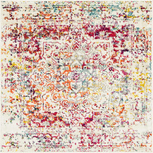 Light Multicolor 4' 1 x 4' 1 Richmond Square Area Rug Vintage Distressed Look Traditional Design Carpet for Unique Home Interior Design for Sale at Rug Engine