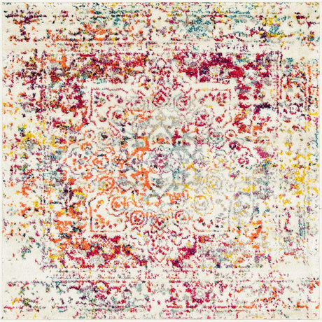 Light Multicolor 4' 1 x 4' 1 Richmond Square Area Rug Vintage Distressed Look Traditional Design Carpet for Unique Home Interior Design for Sale at Rug Engine