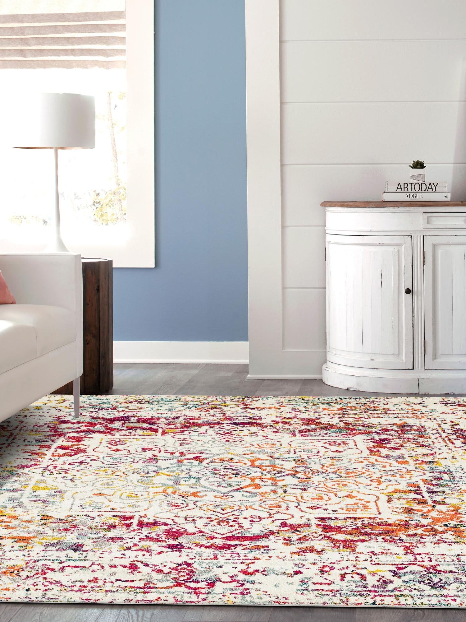 Light Multicolor 4' 1 x 4' 1 Richmond Square Area Rug Vintage Distressed Look Traditional Design Carpet for Unique Home Interior Design for Sale at Rug Engine