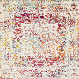 Light Multicolor 7' 10 x 7' 10 Richmond Square Area Rug Vintage Distressed Look Traditional Design Carpet for Unique Home Interior Design for Sale at Rug Engine