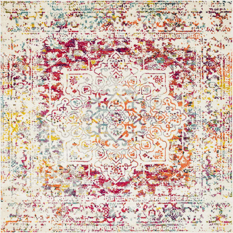 Light Multicolor 7' 10 x 7' 10 Richmond Square Area Rug Vintage Distressed Look Traditional Design Carpet for Unique Home Interior Design for Sale at Rug Engine