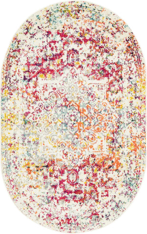 Light Multicolor 3' 1 x 5' 3 Richmond Oval Area Rug Vintage Distressed Look Traditional Design Carpet for Unique Home Interior Design for Sale at Rug Engine