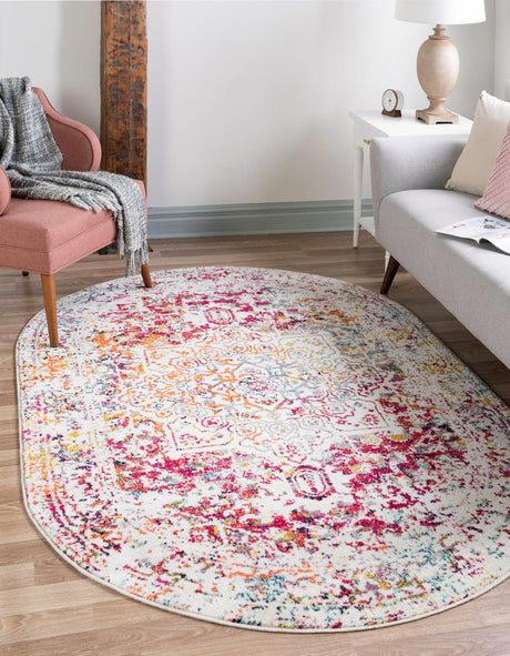 Light Multicolor 4' 1 x 6' 1 Richmond Oval Area Rug Vintage Distressed Look Traditional Design Carpet for Unique Home Interior Design for Sale at Rug Engine