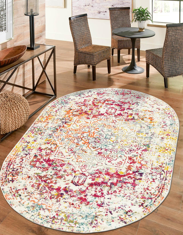 Light Multicolor 7' 1 x 10' Richmond Oval Area Rug Vintage Distressed Look Traditional Design Carpet for Unique Home Interior Design for Sale at Rug Engine