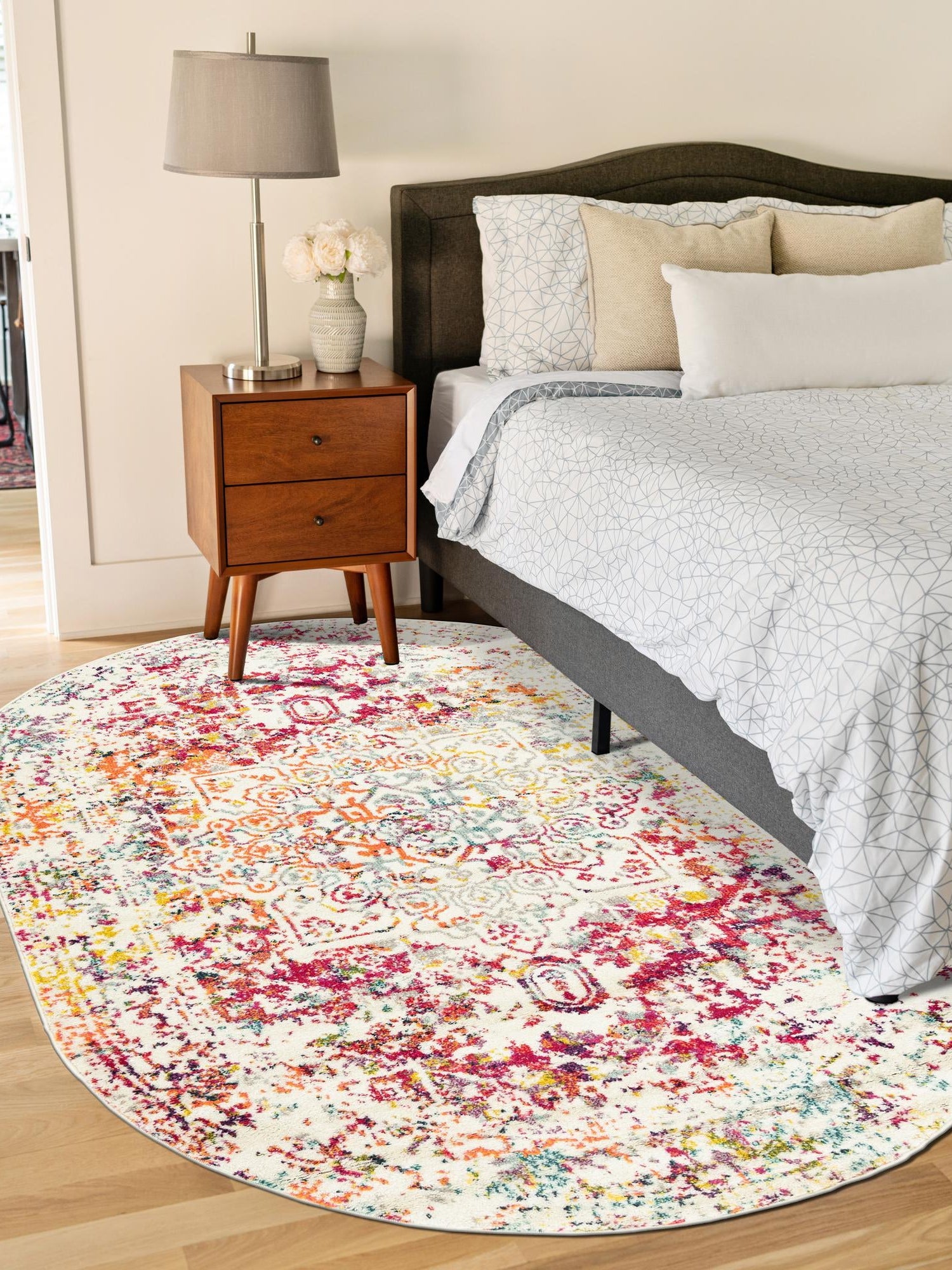 Light Multicolor 7' 1 x 10' Richmond Oval Area Rug Vintage Distressed Look Traditional Design Carpet for Unique Home Interior Design for Sale at Rug Engine