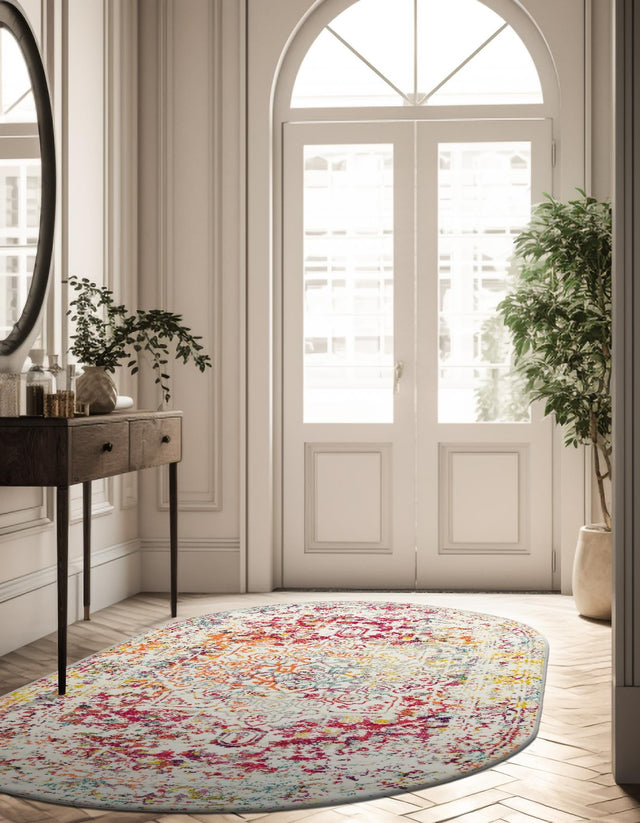 Light Multicolor 4' 1 x 6' 1 Richmond Oval Area Rug Vintage Distressed Look Traditional Design Carpet for Unique Home Interior Design for Sale at Rug Engine
