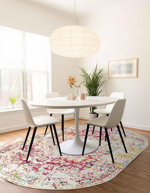 Light Multicolor 7' 10 x 10' Richmond Oval Area Rug Vintage Distressed Look Traditional Design Carpet for Unique Home Interior Design for Sale at Rug Engine