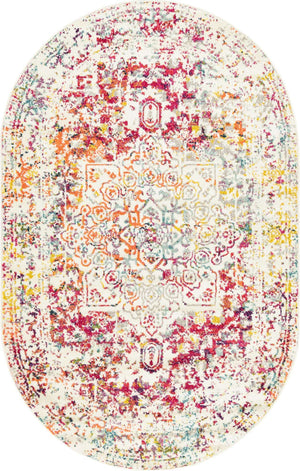 Light Multicolor 5' 3 x 8' Richmond Oval Area Rug Vintage Distressed Look Traditional Design Carpet for Unique Home Interior Design for Sale at Rug Engine
