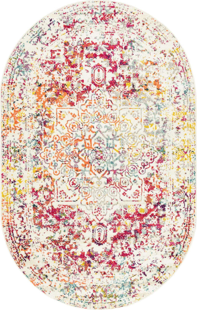 Light Multicolor 5' 3 x 8' Richmond Oval Area Rug Vintage Distressed Look Traditional Design Carpet for Unique Home Interior Design for Sale at Rug Engine